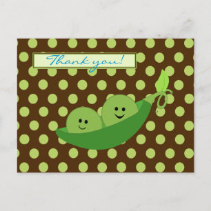 Twins Peas in a Pod Baby Shower Thank You Postcard