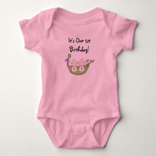 Twins Peas in a Pod First Birthday Baby Bodysuit