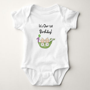 Twins Peas in a Pod  First Birthday Baby Bodysuit