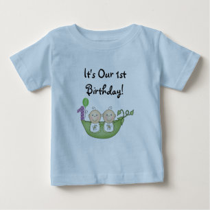 Twins Peas in a Pod First Birthday Baby T-Shirt