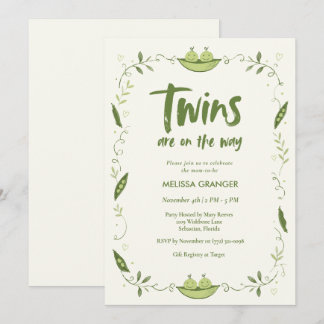 Twins Peas in a Pod Gender Neutral Baby Shower Invitation