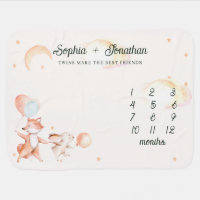 Twins Personalized Baby Milestone Blanket