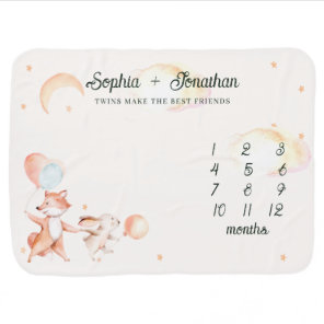 Twins Personalized Baby Milestone Blanket