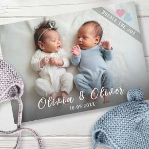 Twins Photo Birth Announcement Card