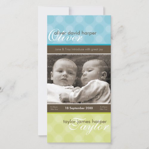 TWINS PHOTO BIRTH ANNOUNCEMENT  harmony 3P