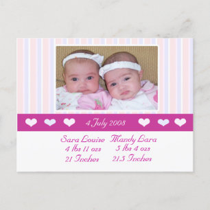 Twins Photo Birth Announcement Postcard