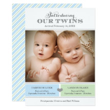 Twins Photo Birth Announcement | Two Baby Boys