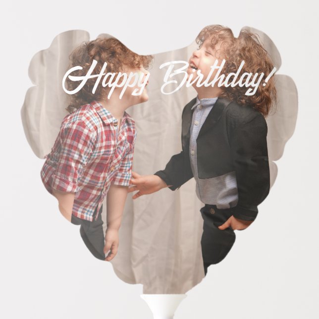 Twins photo birthday party happy birthday balloon (Front)