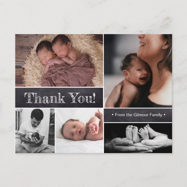 Twins Photo Collage Baby birth Announcement (Front)