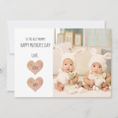 Twins Photo First Mothers Day Holiday Card