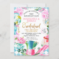 Twins Pink Blue Alice In Onederland 1st Birthday