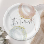 Twins Pink & Blue Balloon Gender Reveal  Paper Plates<br><div class="desc">Unveil the Surprise: Elevate your gender reveal baby shower with Pink and Blue Balloon invites & decor collection. Adorned with whimsical script fonts and delicate gold flecks, the enchanting invitations, signage, and decor set the stage for a magical celebration. Let the joyous anticipation come to life as you gather your...</div>