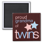 Twins Pink Blue Brown Proud Grandma Magnet at Zazzle