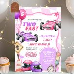 Twins Pink Racing Car Two Fast Girl 2nd Birthday Invitation<br><div class="desc">Twins Pink Racing Car Girl 2nd Birthday Invitation,  Two Fast Siblings Birthday Invite,  Editable Sports Race Car Double Birthday</div>