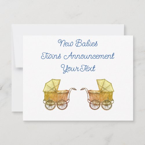 Twins Pregnancy and Birth Flat Announcement Card