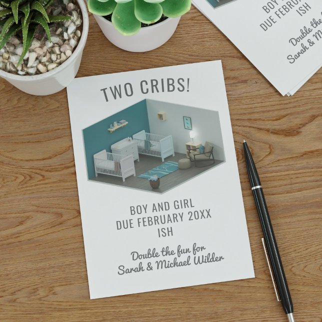 Twins Pregnancy Announcement Boy and Girl Nursery (Creator Uploaded)