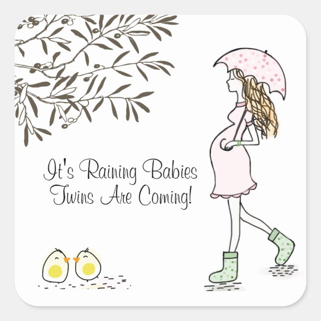 Twins Pregnancy Announcement Square Sticker (Front)