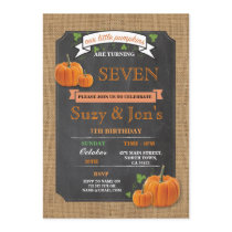 Twins Pumpkin Any Age Birthday Party Invitation