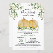 Twins Pumpkin Green Foliage Baby Shower Invitation (Front/Back)