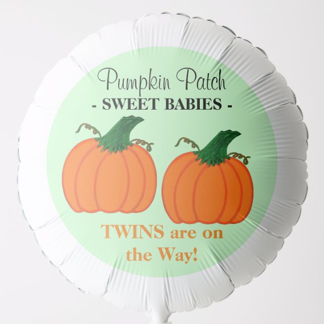 Twins Pumpkin Patch Baby Shower  Balloon (Front)