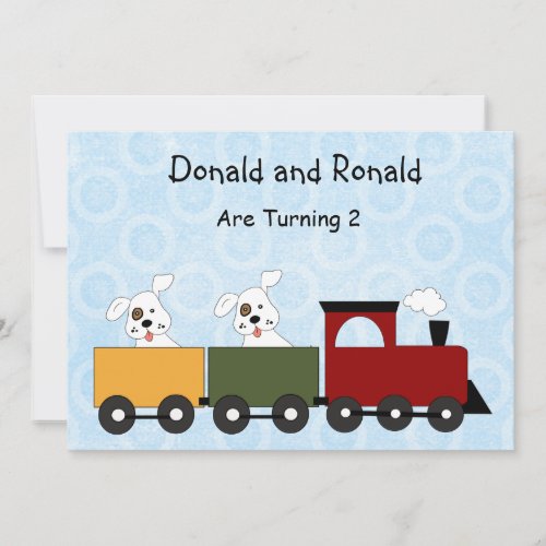 Twins Puppies Birthday Party Invitations