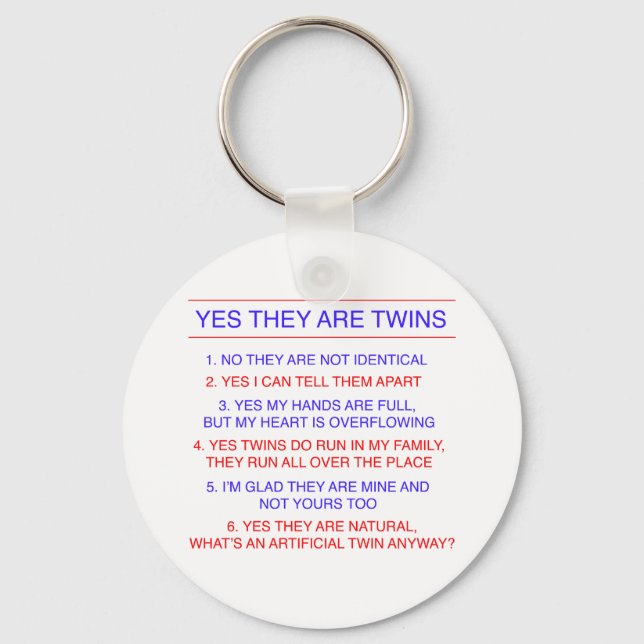 Twins Questions Fraternal Keychain (Front)