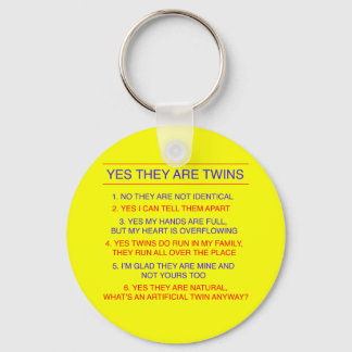 Twins Questions Fraternal Yellow Keychain