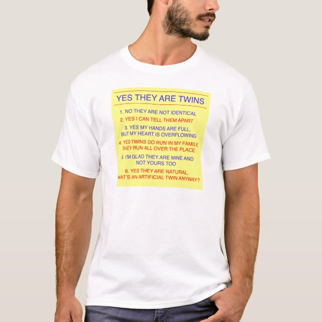 Twins Questions Fraternal Yellow T-Shirt (Front)