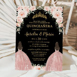 Twins Quinceañera Soft Blush Floral Roses Flowers Invitation<br><div class="desc">Personalize this lovely blush floral quinceañera invitation for twins with your own wording easily and quickly,  simply press the Edit Using Design Tool button to further re-arrange and format the style and placement of the text.  Matching items available in store!  (c) The Happy Cat Studio</div>