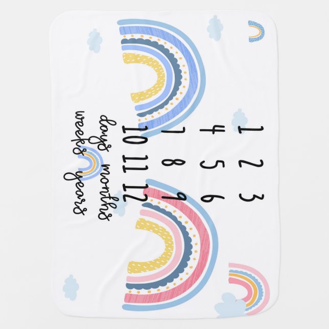 Twins rainbow milestone blanket  (Front)