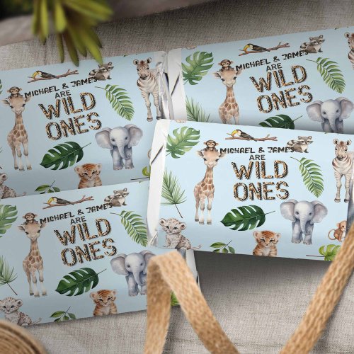 Twins Safari Wild One Jungle themed 1st birthday Hersheys Miniatures