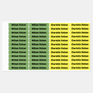 Twins Simple Green and Yellow School Clothing Kids' Labels