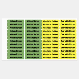 Twins Simple Green and Yellow School Clothing Kids' Labels