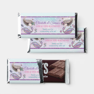 Twins Sisters Mermaid Under the Sea Pool Birthday Hershey Bar Favors