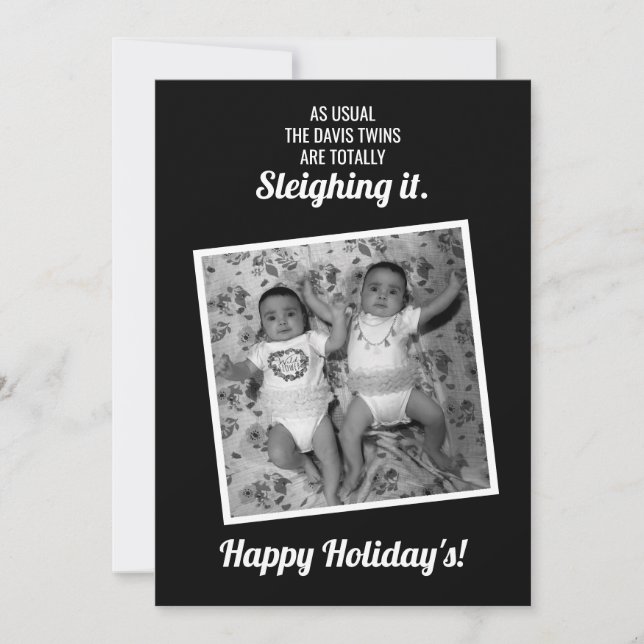 Twins Sleighing It Holiday Card (Front)