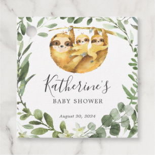 Twins Sloth Baby Shower Favor Tag