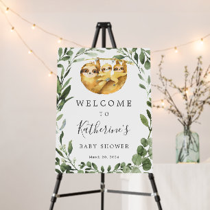 Twins Sloth Baby Shower Welcome Sign Foam Board