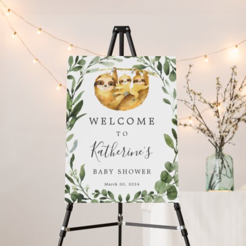 Twins Sloth Baby Shower Welcome Sign Foam Board