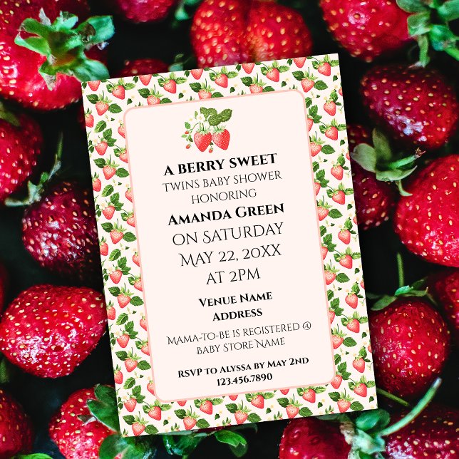TWINS Small Berry Sweet Strawberry  Invitation (TWINS Small Berry Sweet Strawberry Invitation)