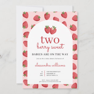 Twins Strawberry Berry Sweet Baby Shower Invitation