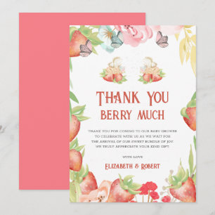 Twins Strawberry Berry Sweet Baby Shower Thank You Card