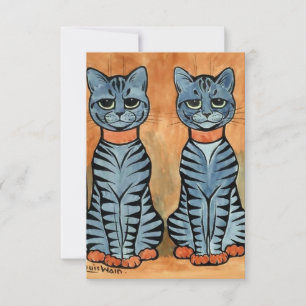 “Twins” Striped Cats by Louis Wain Thank You Card