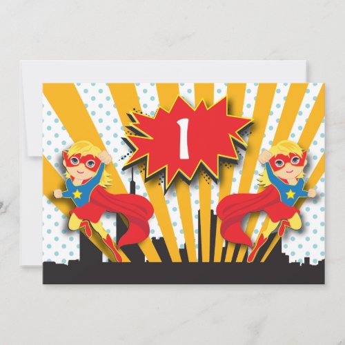 Twins Superhero Birthday  |  Blonde Girls Invite