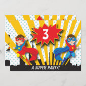 Twins Superhero Birthday Invitation (Front/Back)