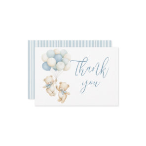 Twins Teddy Bear Baby Shower Thank You Note Card