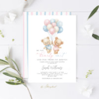 Twins Teddy Bear Boy and Girl Baby Shower