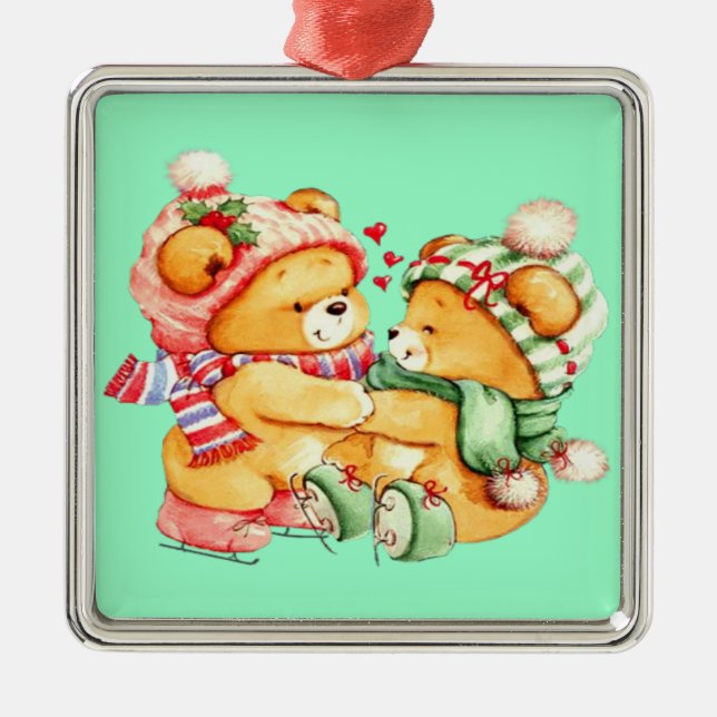 Twins Teddy Bear Christmas Ornament (boy/girl or g (Front)