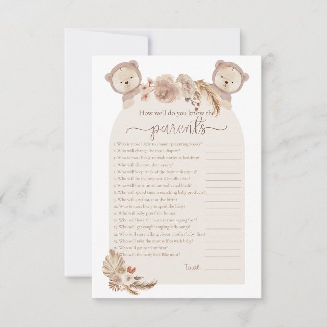 Twins Teddy Bear Who Knows the Parents Shower Game Invitation (Front)