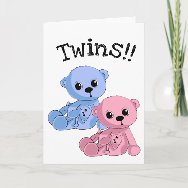 Twins Teddy Bears Personalized Greeting Card (Front)