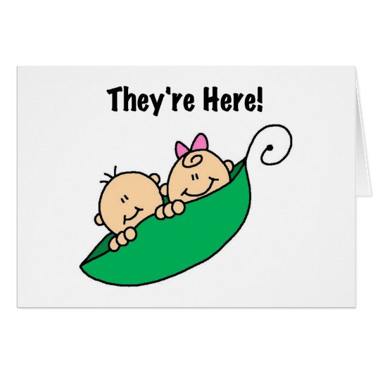 Twins They're Here Cards (Front Horizontal)